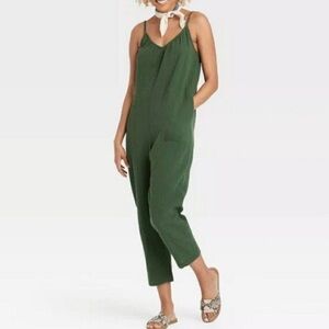 Forest Green Linen Jumpsuit